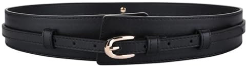 LYHYDMA Dekorative Gürtel Breiter Kummerbund for Damen, schwarzer Taillenkorsettgürtel, Dame, lässiger Rock, Knöpfe, dekorativer Bund, abnehmbarer Gürtel aus PU-Leder(Black)