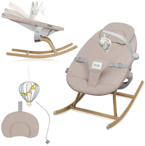 LIONELO DALIA ROCKER Hamaca mecedora para bebes de hasta 9 kg, Hamaca con Barra y Juguete, Silla mecedoras bebes, Ajuste de Inclinación, Arnés de 3 puntos Ligera 3,2 kg Montaje Sin Herramientas