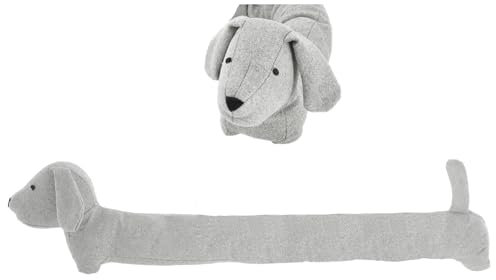 Zugluftstopper hellgrau Hund 85cm Türdekoration Kältestop Türdichtung Winterdekoration Dekoration