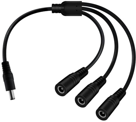 HuaLiSiJi Cavo Splitter DC5521 12V 24V DC Cavo Splitter Maschio Femmina per Elecamere di Sicurezza, Router, DVR, Striscia LED (1 Maschio 3 Femmine, 70 CM)