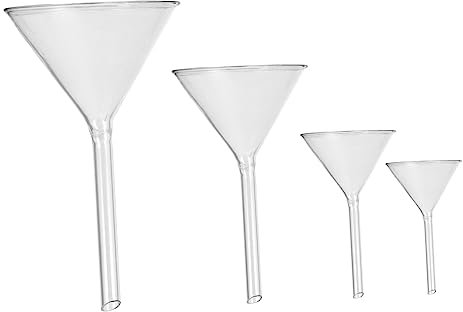 OFFSCH Set 4 Pezzi Imbuto Filtrante Da Laboratorio in Vetro Resistente a Stress Chimico 40-100 Mm Per Trasferimento Liquidi Piccoli e Riempimento Bottiglie