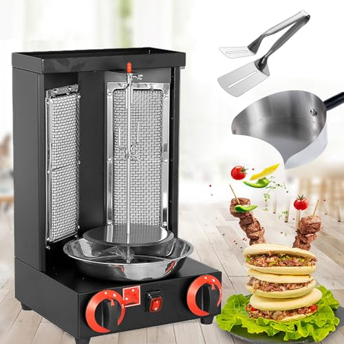 Máquina Vertical De Shawarma A Gas, Parrilla De Propano Giratoria Automática con Quemador Y Espátula para Carne, Temperatura 50-300 ℃, Calefacción De Control Dual, Horno para Hornear Kebab De Acero