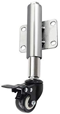 LDTTYRC Radfeder-Torräder, 40 mm Lenkrollen, Hochleistungs-Stoßdämpfer-Drehrolle, geräuscharmes Rad, für Möbeltischwagen, höhenverstellbar 60 mm, Tragfähigkeit 50 kg (schwarz