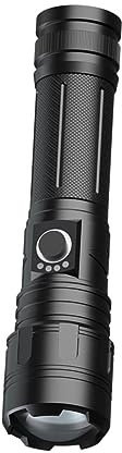 HOMSFOU Torcia LED Ricaricabile USB Telescopica Zoom, Potente, in Lega di Alluminio, per Esterni e Uso Quotidiano