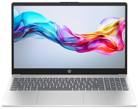 HP 15-fd0004sf Ordinateur Portable 15,6 FHD, PC Portable (Intel Core i3-N305, RAM 8 Go, SSD 512 Go, Intel UHD Graphics, Windows 11), Laptop Argent, Clavier AZERTY