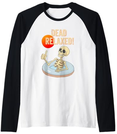 Niedliches grafisches Skelett im Pool Zitat Dead Relaxed Ästhetik Raglan
