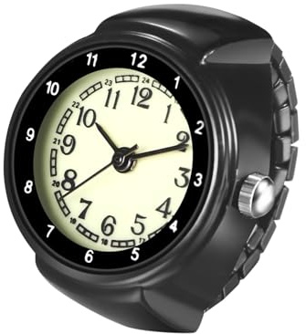 OIDEA Reloj con Anillo de Elástico para Mujer: Relojes Dedo Redondo de Cuarzo Analógicos de Escala de Números Arábigos de Aceros Inoxidables Regalos para Mamá Novia Negro