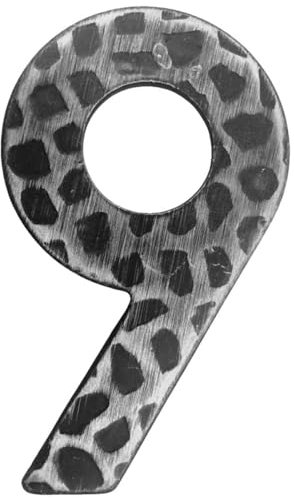 M.P. Metalli moderno numero civico per esterno n. 9 nove, componibile in ferro battuto verniciato 120x55 mm spessore 4 mm Made in Italy