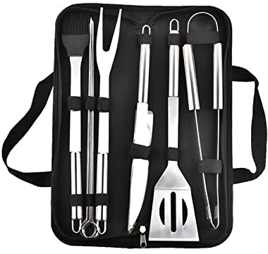 HPTHLY BBQ-Grillwerkzeug-Set Mit Koffer – 9-Teiliges Grillbesteck Aus Edelstahl Mit Tragbarer Tasche, Grillwerkzeug-Set Für Den Außenbereich Zum Campen Im Garten
