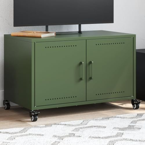 BOWEKAM Furniture,Entertainment Centres & TV Stands，TV Cabinet Olive Green 68x39x43.5 cm Steel