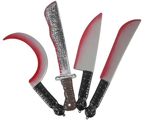 Toddmomy 4 pièces Couteaux Plastique Halloween Réalistes Accessoires Sanglants pour Farces Décorations Cosplay Fête Extérieure
