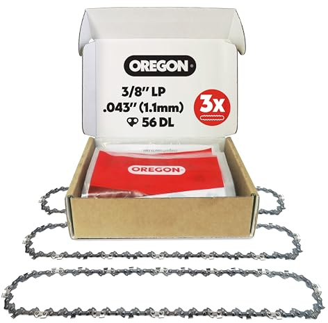 Lot de 3 Chaîne de Tronçonneuse Oregon 3/8 LP pour Guide de 40cm (16), Jauge .043 (1,1mm), 56 Maillons - Chaîne de Rechange à Faible Rebond, Compatible Makita, Dewalt, Husqvarna, Sterwins et plus
