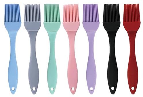 7 Stück Backpinsel Silikon, Backpinsel Silikon, Backen Silicone Brush, Grill Küche Pinsel, Hitzebeständig Ölpinsel Baking, Grillpinsel Küchenpinsel Basting, Pastry Backpinsels-set (7 Farben)