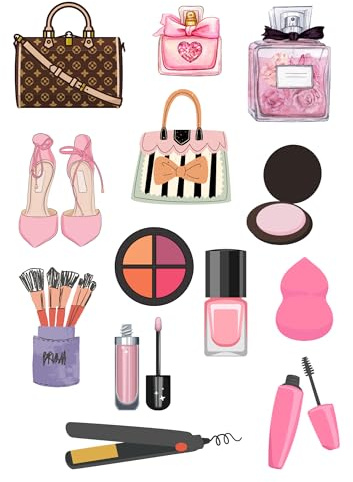 Edible print Woman Makeup Handbags theme Cake topper set cake decorations wafer card - NOT-PRECUT - Birthday - Retirement -