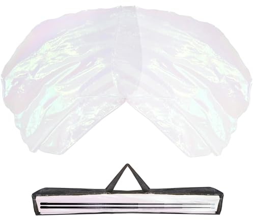 Baisdan Banderas de adoración de 54 x 54 pulgadas con varilla flexible, banderas de alabanza de ala de ángel de semicírculo para iglesia de baile