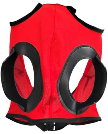 Gralara Pferdeaugenmaske Pferdebrille Equestrian Pferdemaske Augenschutz Fliegenschutz Aus Atmungsaktivem Polyester mit Bequemer Passform für Turniere Ausritt, Rot