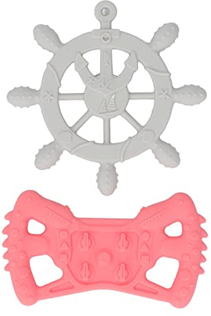 ZLXCAOB 2 uds Juguetes para la dentición timón Gris Forma de Gamepad Rojo Silicona Suave pequeño Agarre cómodo Juguete para Masticar bebé
