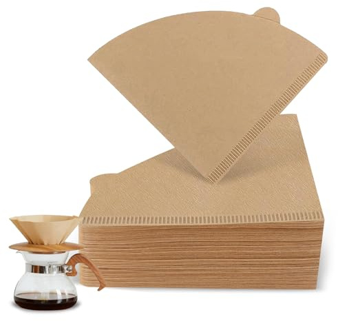 Kinesgsg 200PcsCaffe Filtri in Carta Forma di V,10X10.5X14.5cm,Filtri Caffè | Non Sbiancato, Cartas da Filtro per Caffès Taglia 1, Marrone, per Filtro Casa Ufficio