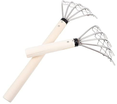 CZZEJUTWEZ 2pcs 5 Stainless Steel Five-Tooth Harrow Rake with Handle Sand Rake Gardening Rake Oysters Steel Rake Fork Rake Long Handled