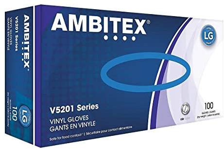 Ambitex X-Large Vinyl Gloves V5201 Series 100 Count
