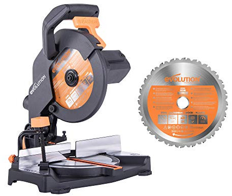 Evolution Power Tools R210CMS Multi-Material Compound Mitre Saw, 210 mm, (230 V) with Additional R210TCT-24T Blade