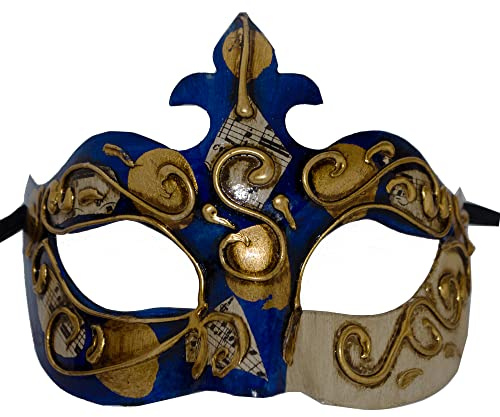 LannaKind Handgefertigte Venezianische Maske Augenmaske Gesicht Colombina Maskenball Damen und Herren blau (Cl12)