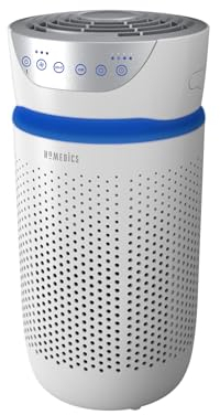HoMedics PURIFICADOR DE AIRE Filtro HEPA con carbón activo, Purificador aire hogar, elimina hasta el 99.9% de los alérgenos, polen, polvo, humo, pelo de mascotas, malos olores, tabaco