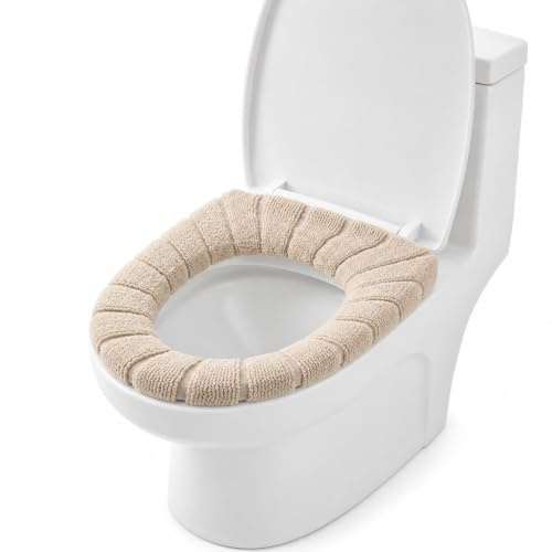 Uteruik Coprisedile WC in Peluche, 30 cm, Elastico, Beige | Lavabile e riutilizzabile, rivestimento elastico completo, adatto a molti sedili WC U/V/O, superficie morbida