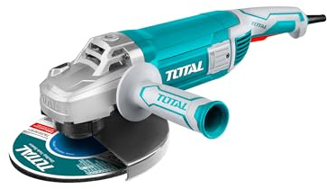 TOTAL - Smerigliatrice elettrica 2400W con disco da 230mm, Smerigliatrice professionale per tagliare e levigare metallo, pietra e cemento