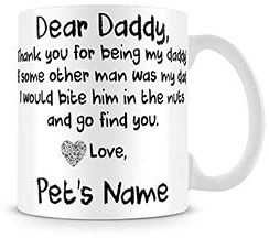 Getagift Personalised Father's Day Themed Pet Lover Dad White Mug Funny Dog Lover Any Name Dad Coffee-Tea Mug from Dog to Papa-Grandpa, Father Daddy Papa Pappy Gift. (White 11 oz Mug)
