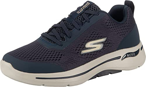 Skechers Men's Go Walk Arch Fit Idyllic Sneaker, Navy/Gold, 12