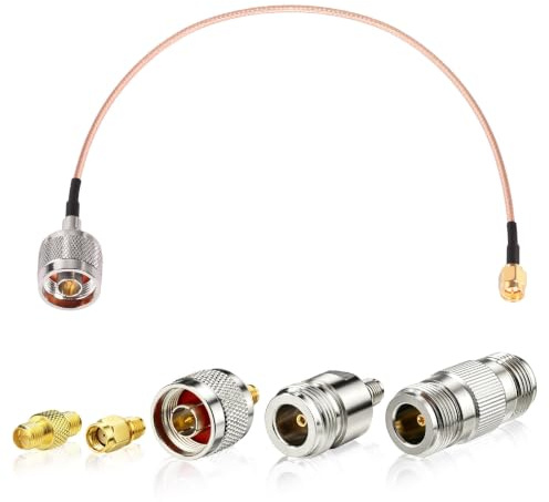 Superbat Cavo N Maschio a SMA Maschio RG316 50cm 50 Ohm + 5 Adattatori | Kit SMA/N Mâle-Femelle, per Antenna WiFi, Router, 4G LTE, Radio SDR, Radioamatori e Apparecchi RF