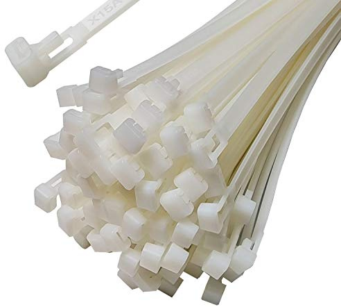 10 bridas reutilizables de nailon (540 mm x 7,6 mm), color blanco