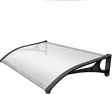 Marquesina Puerta Exterior 150x80 cm – Policarbonato Macizo 2,7mm - Soportes de Aluminio Antracita – Fácil Montaje - Tejadillo Protección Lluvia Ventana – Cubierta Resistente Jardín Terraza