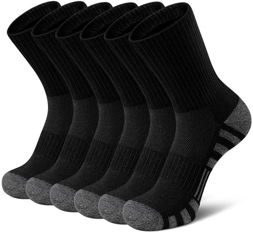 Airacker Athletic Socks Sport Running Calf Socks Performance Cushioned Breathable Crew Socks for Men Women(6 Pairs)
