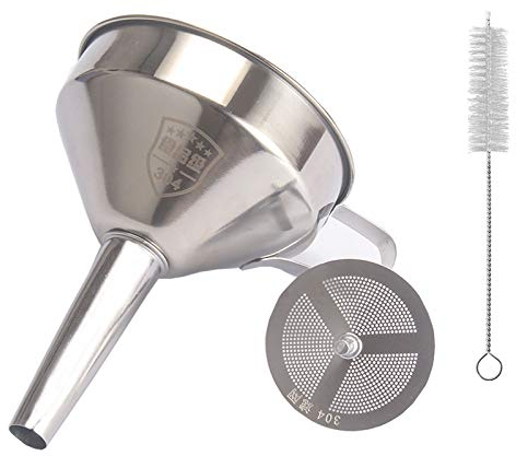 Hayaww Embudo PequeñO De Acero Inoxidable Embudo De Filtrado Juego Con Colador Juego Filtro Tamiz Conjunto Acero Inoxidable