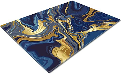 Glass Chopping Board | Kitchen Worktop Protector | Multifunctional Cutting Board | Work Top Savers | Kitchen Accessories | Extra Large | Navy Gold Blue