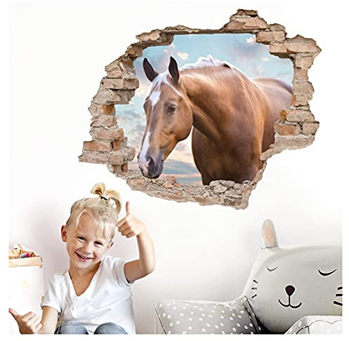 Little Deco Wandtattoo 3D Loch Effekt mit Pferdekopf DL628 67 x 56 cm (BxH)