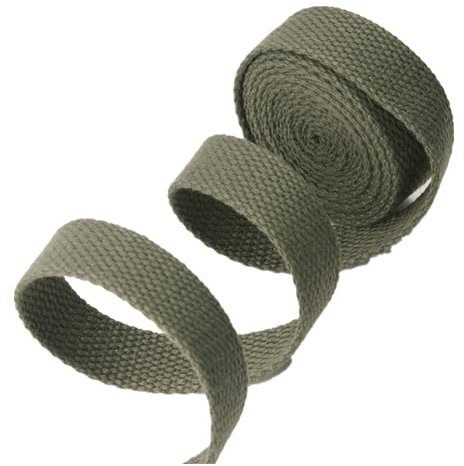 DTKJ Baumwoll-Gurtband für Taschen, Polyester-Baumwoll-Textilriemen, DIY, Outdoor, Militär-Training, Taschengurt, 9,1 m/Rolle, Armee-grün, 38 mm,
