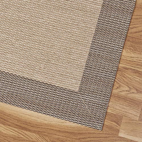 Alfombra Vinilica Premium con Ribete Lavable y Antideslizante, Alfombras de habitación PVC Resistentes de Alta Gama para Interior y Exterior, Alfombras Salon Estores Basic, Marrón Claro 140X200