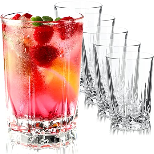 KADAX Bicchieri Trasparenti da Cocktail in Vetro, Bicchieri Highball con Profilo Alto per Long Drink, Mojito e Acqua, Tumbler Moderni (Set di 6, 245 ml)