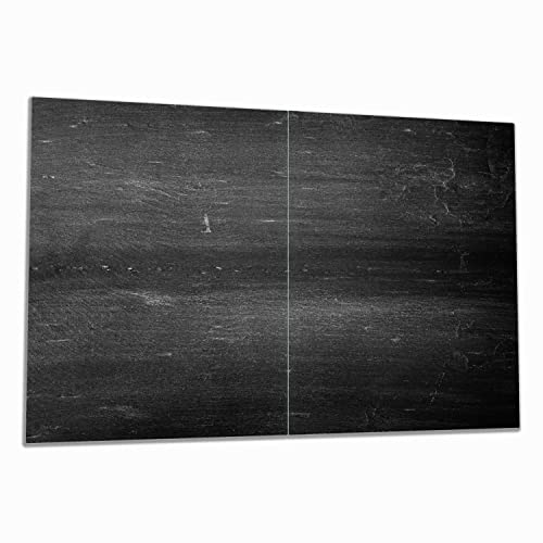 Wallario Herdabdeckplatte/Spritzschutz aus Glas, 2-teilig, 80x52cm mit 8 mm hohen Füßen, für Ceran- und Induktionsherde, Dunkler schwarzer Stein - Muster - Steinoptik