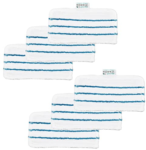 Donkivvy Washable Microfibre for Steam Mop Pads, 6 Pcs Replacement Cleaning Mop Pads for Beldray BEL01097 Mop Pads Steam Cleaner