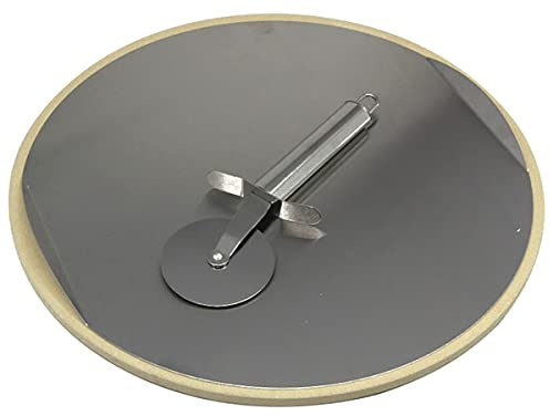 Dehner Pizzastein, inkl. Pizzaschneider, Ø 33 cm, Edelstahl, Silber