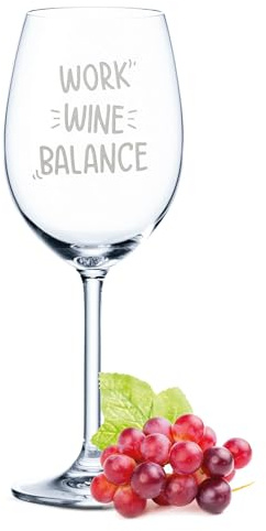 GRAVURZEILE Leonardo Weinglas mit Gravur - Work Wine Balance - Lustige Geschenke mit Spruch - Geschenk für Hobby-Sommelier & Weinliebhaber - Geschenk für Frauen & Männer - Farbe Daily