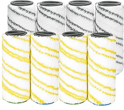 XPRAM Set di 8 rulli compatibili con Karcher FC7 FC5 FC3 FC3D lavapavimenti Elettrico 2.055-007.0/2.055-006.0 (Color : Gray And Yellow)
