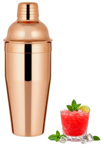 Premium Copper Cocktail Shaker 24 oz / 750 ml – Stainless Steel with Built-in Strainer & Leak-Proof Lid – Professional Bar Mixer for Home, Parties & Bartenders – Stylish Copper Finish