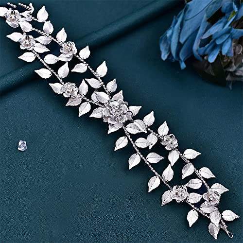 Youllyuu Damen-Haarreif mit Blatt-Motiv, Legierung, Hochzeit, Brautschmuck, Tiara, Kopfschmuck