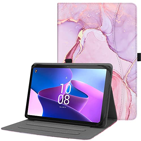 HGWALP Universal Hülle für 9,9.7,10.1,10.2,10.5,10.9,11 Zoll Tablet,Multi-Viewing Angles PU Leder Stand Folio Hülle mit Handschlaufe für 9-11 Zoll Tablet,mit verstellbarem Silikon Band-MBP