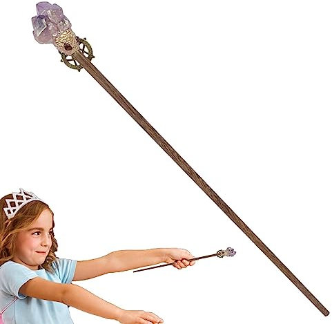 Geruwam Baguette de pierre précieuse en bois | Accessoires de cosplay Baguette de sorcière Baguette magique Bâton de pierres précieuses Bâton de sorcière Collection pour performance sur scène